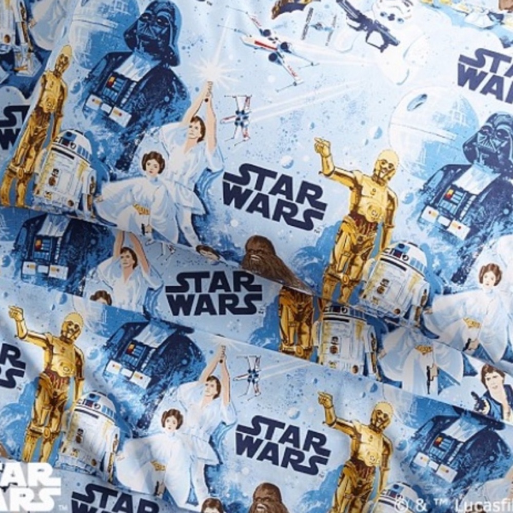 Pottery Barn Kids Star Wars Bedding Sheets - Blue and White